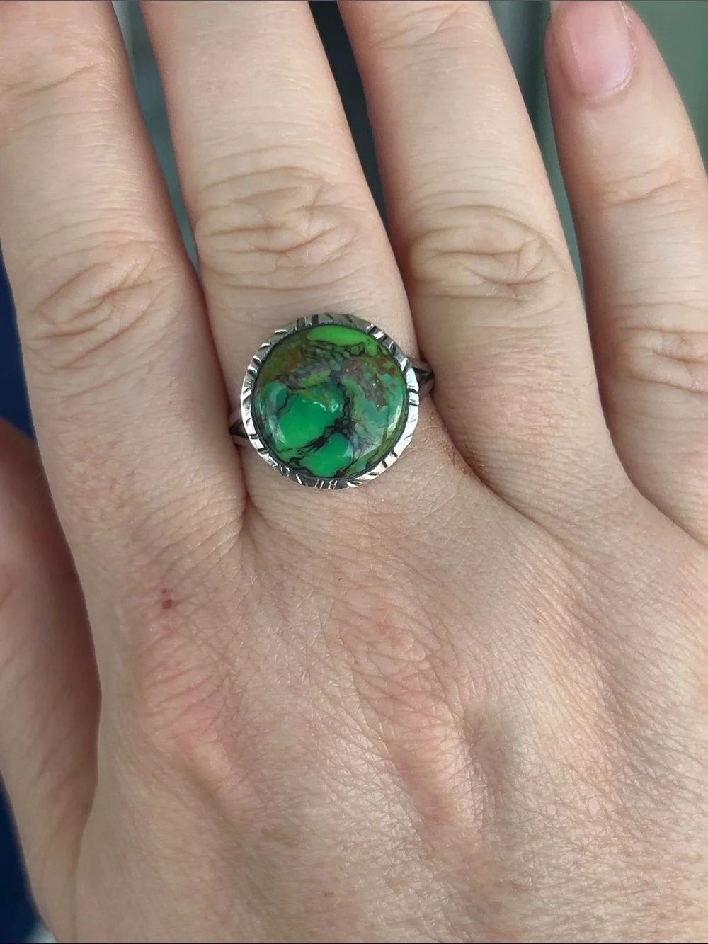 Vintage Mojave Turquoise Stamped Sterling Silver 925 Ring